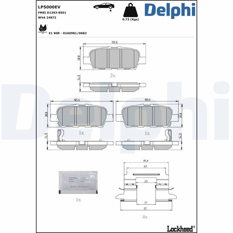 DELPHI Fékbetét, mind LP5000EV_DEL