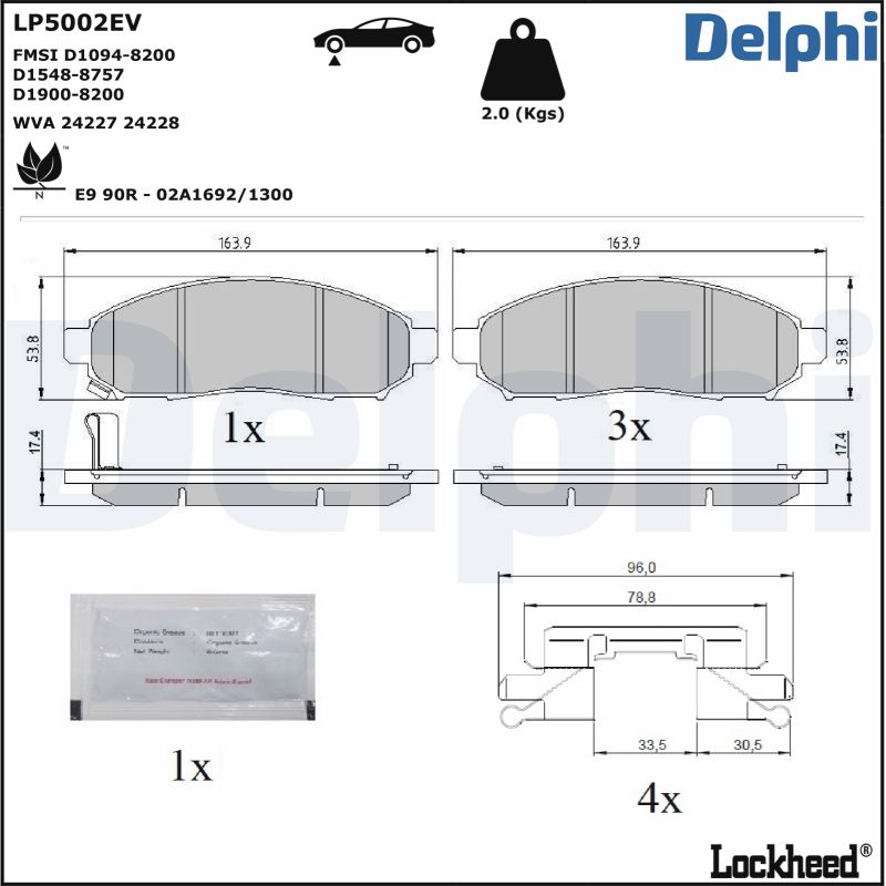 DELPHI Fékbetét, mind LP5002EV_DEL