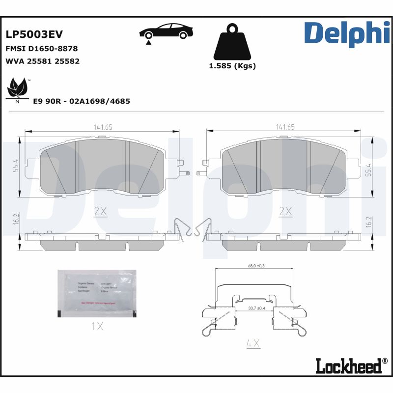 DELPHI Fékbetét, mind LP5003EV_DEL