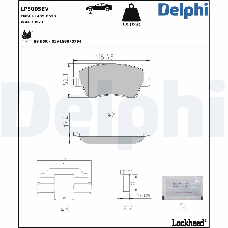 DELPHI Fékbetét, mind LP5005EV_DEL