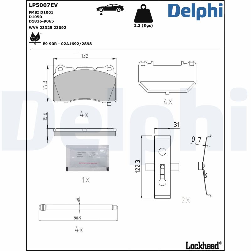 DELPHI Fékbetét, mind LP5007EV_DEL