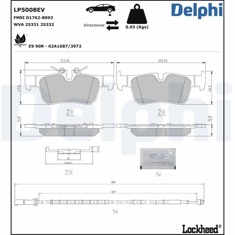 DELPHI Fékbetét, mind LP5008EV_DEL