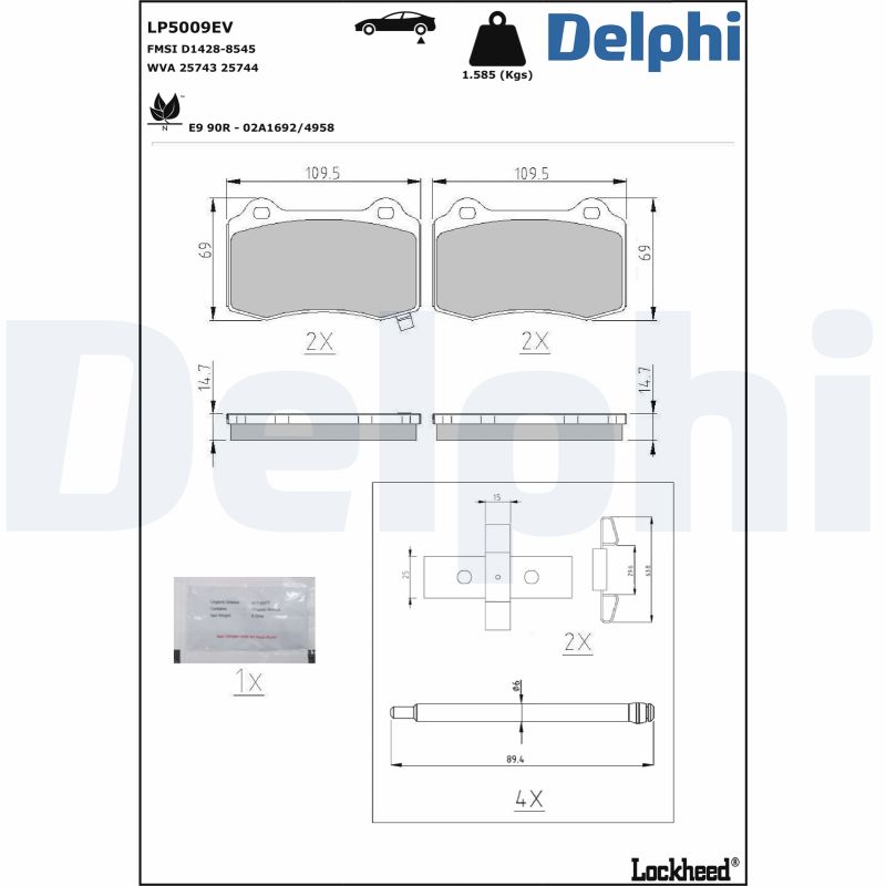 DELPHI Fékbetét, mind LP5009EV_DEL