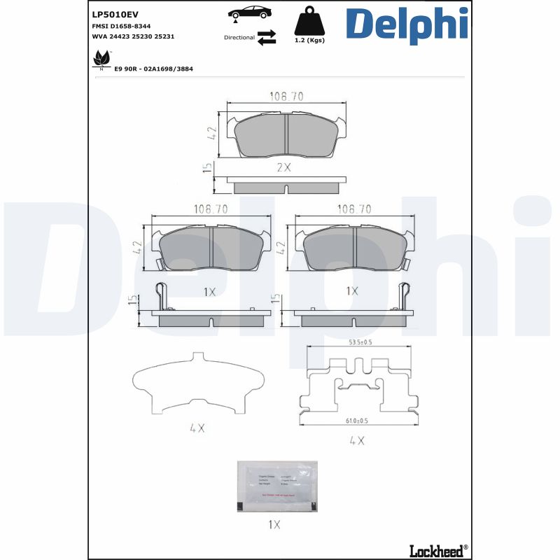 DELPHI Fékbetét, mind LP5010EV_DEL