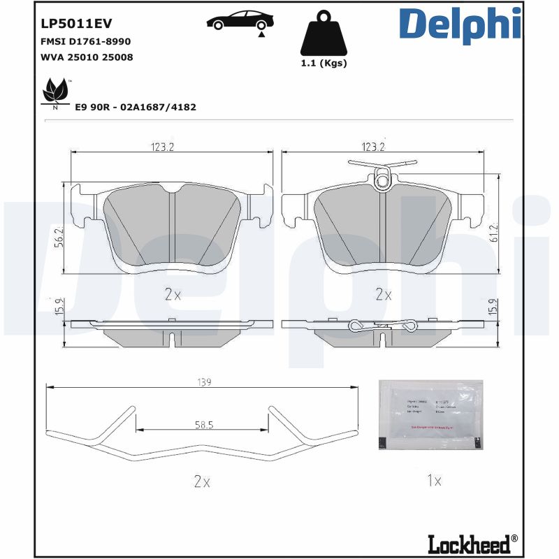 DELPHI Fékbetét, mind LP5011EV_DEL