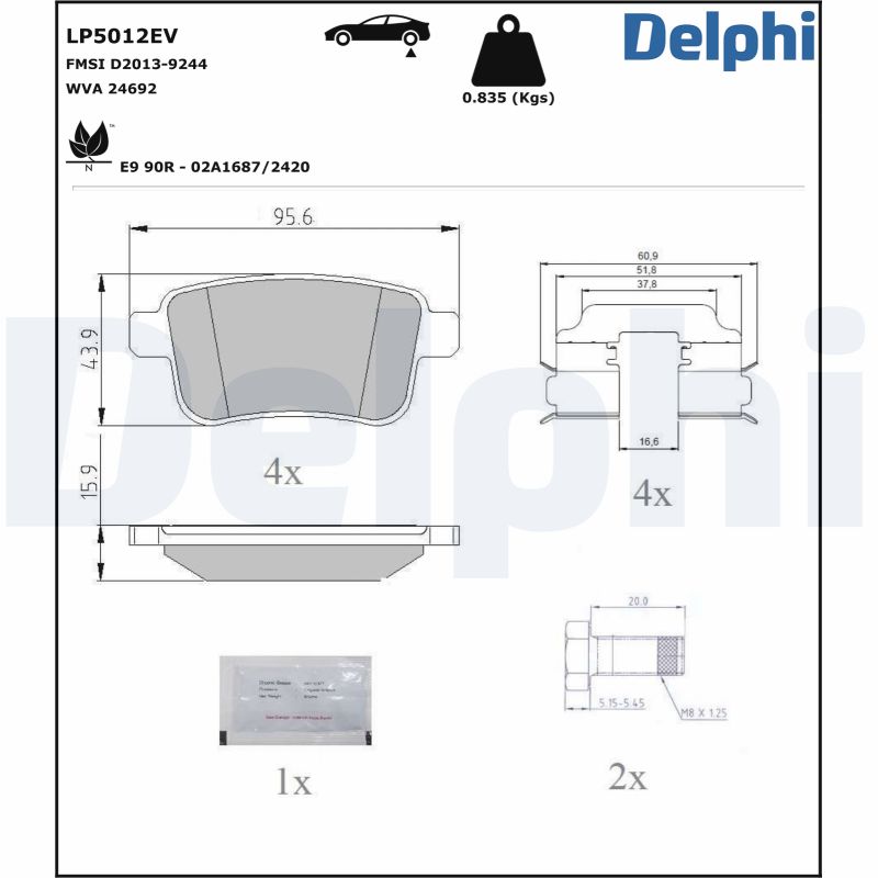 DELPHI Fékbetét, mind LP5012EV_DEL