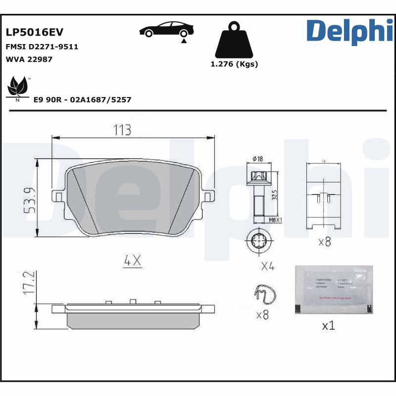 DELPHI Fékbetét, mind LP5016EV_DEL