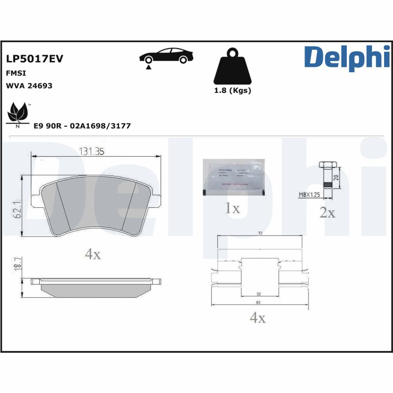 DELPHI Fékbetét, mind LP5017EV_DEL