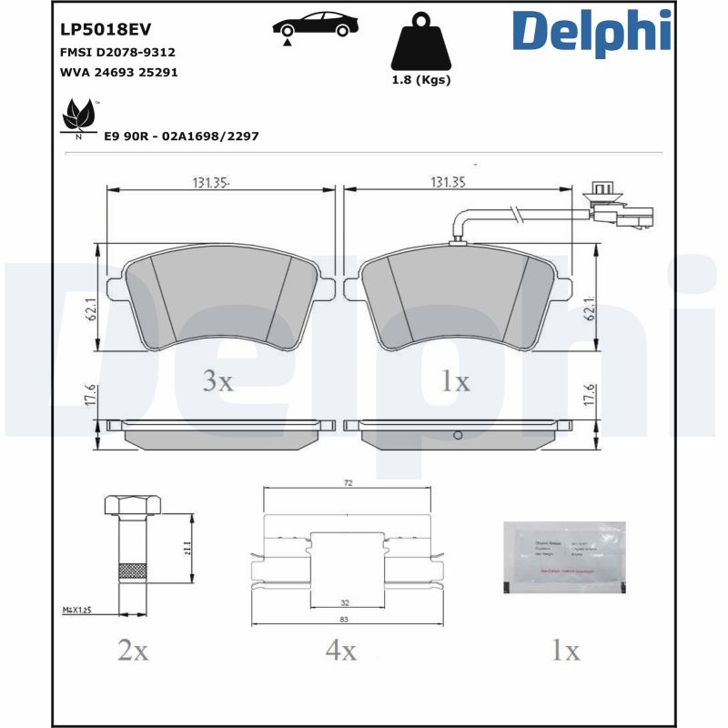 DELPHI Fékbetét, mind LP5018EV_DEL