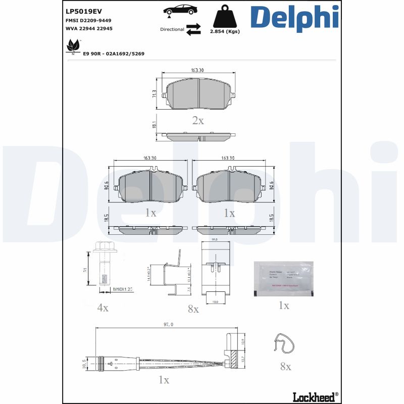 DELPHI Fékbetét, mind LP5019EV_DEL