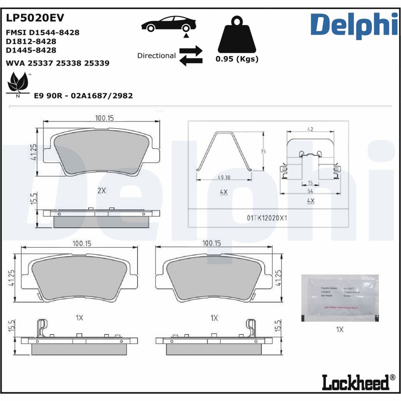 DELPHI Fékbetét, mind LP5020EV_DEL