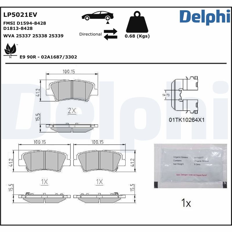 DELPHI Fékbetét, mind LP5021EV_DEL