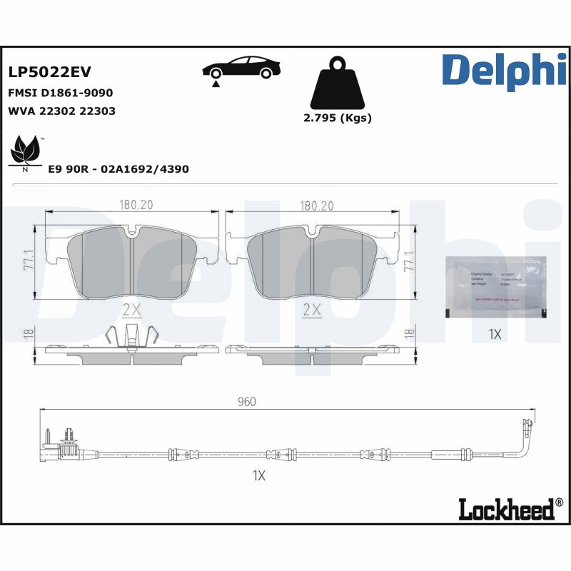 DELPHI Fékbetét, mind LP5022EV_DEL