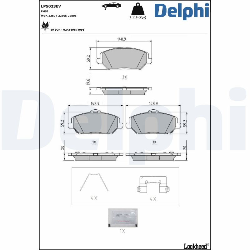 DELPHI Fékbetét, mind LP5023EV_DEL