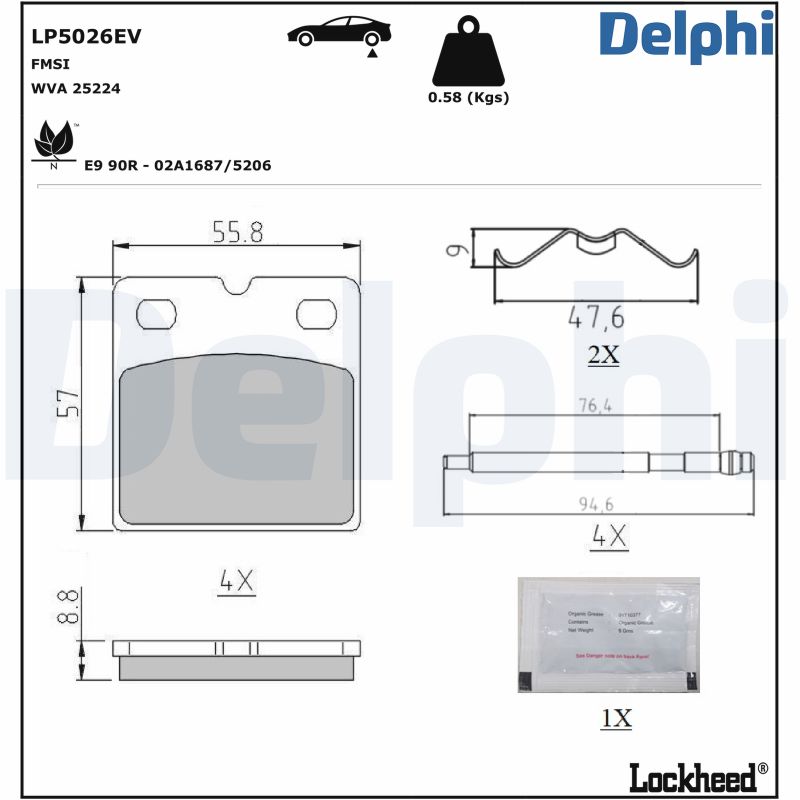 DELPHI Fékbetét, mind LP5026EV_DEL