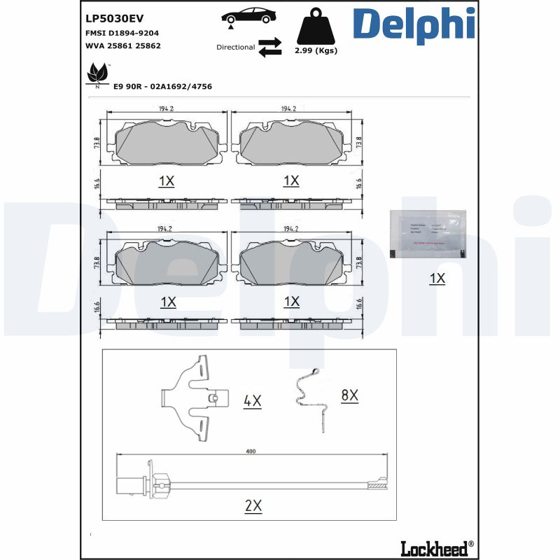 DELPHI Fékbetét, mind LP5030EV_DEL