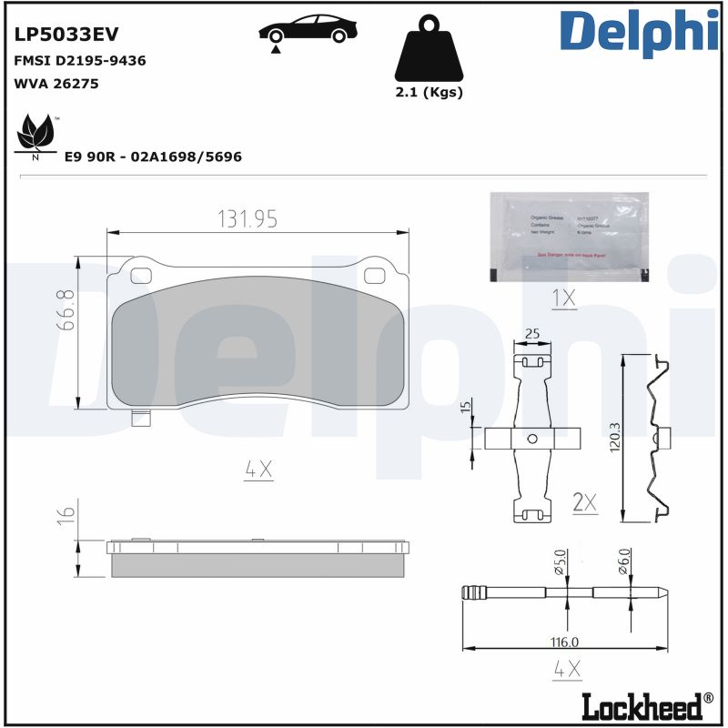 DELPHI Fékbetét, mind LP5033EV_DEL