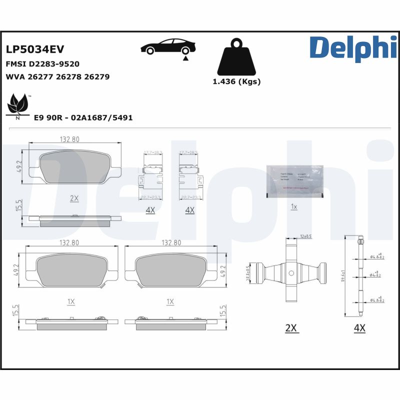 DELPHI Fékbetét, mind LP5034EV_DEL