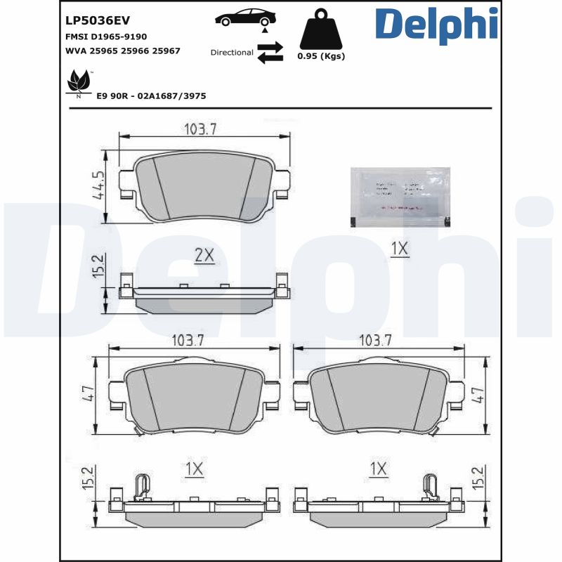 DELPHI Fékbetét, mind LP5036EV_DEL