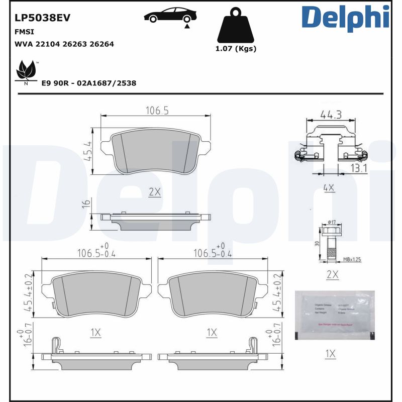 DELPHI Fékbetét, mind LP5038EV_DEL