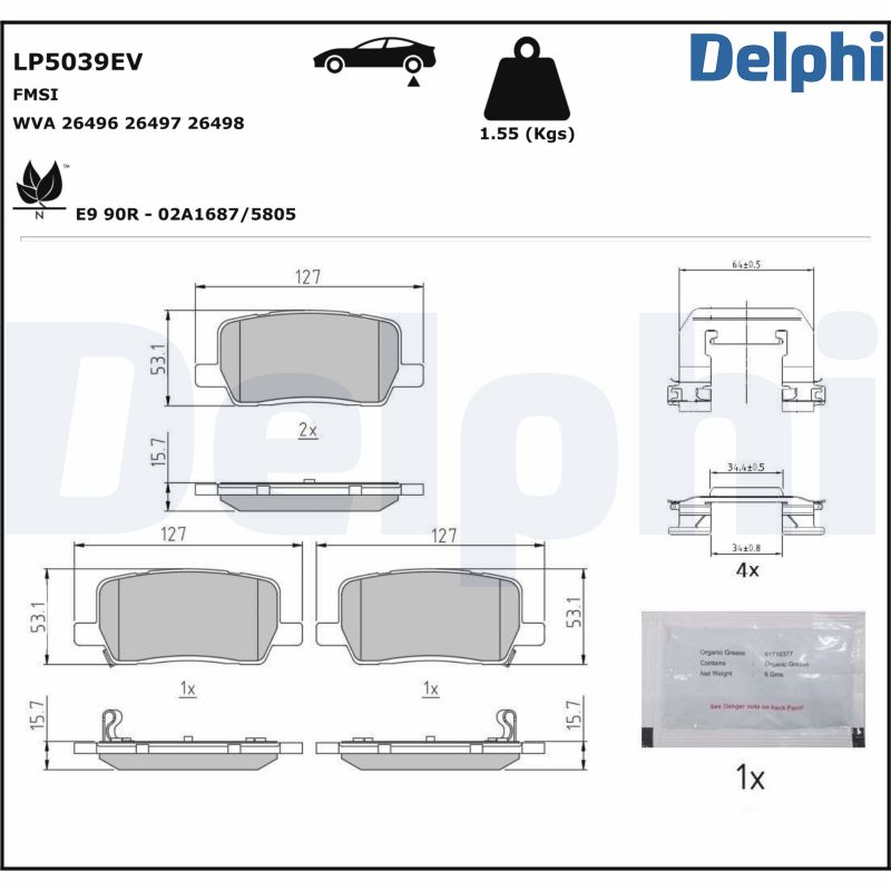 DELPHI Fékbetét, mind LP5039EV_DEL