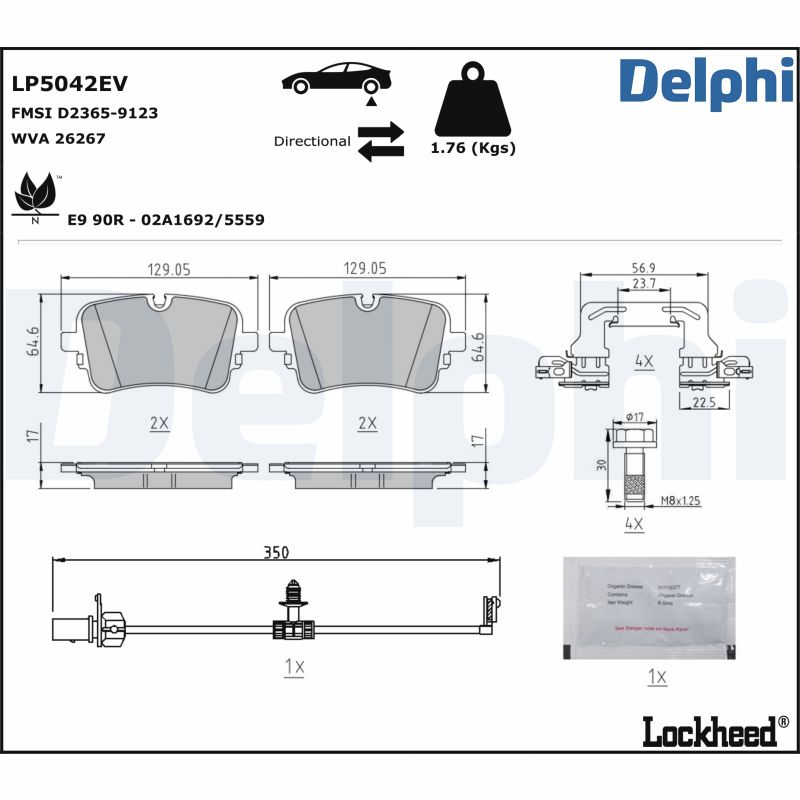 DELPHI Fékbetét, mind LP5042EV_DEL