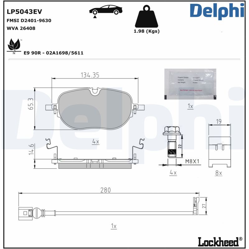 DELPHI Fékbetét, mind LP5043EV_DEL