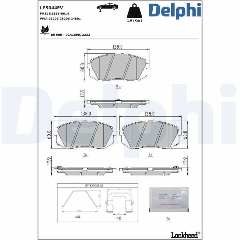 DELPHI Fékbetét, mind LP5044EV_DEL