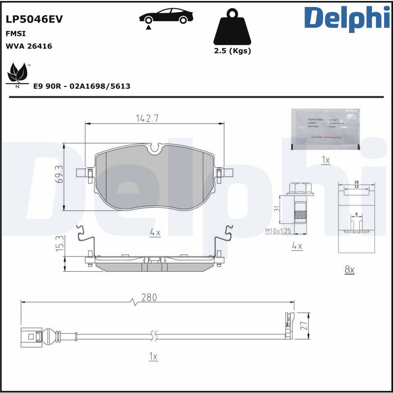 DELPHI Fékbetét, mind LP5046EV_DEL