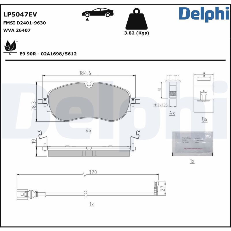 DELPHI Fékbetét, mind LP5047EV_DEL