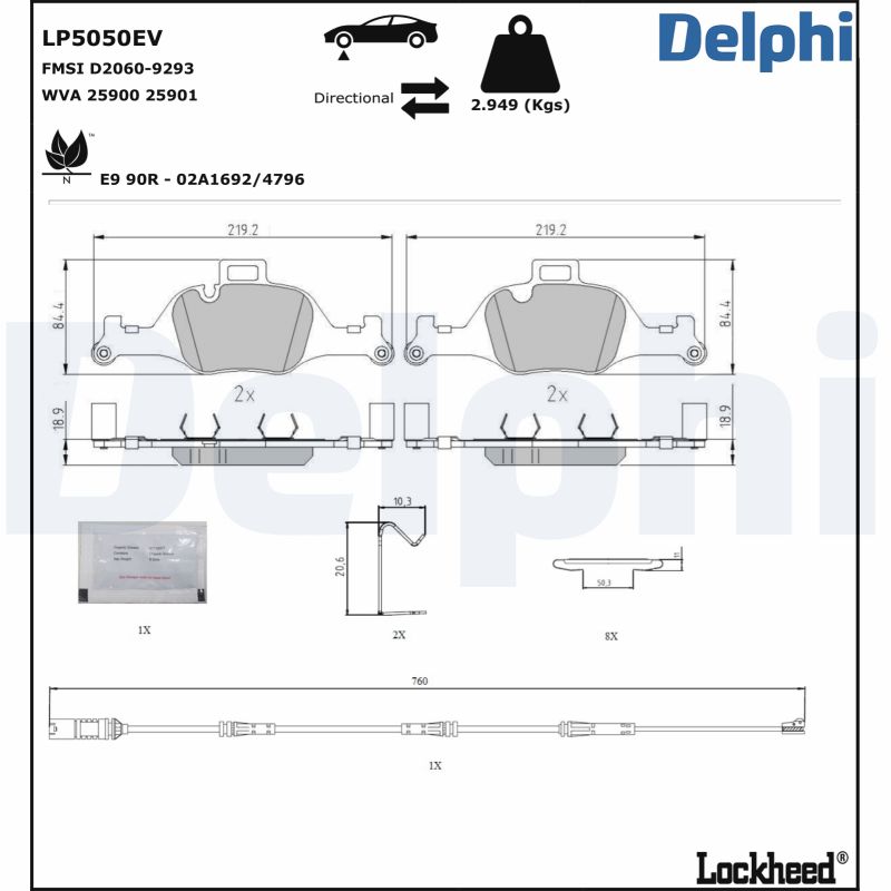 DELPHI Fékbetét, mind LP5050EV_DEL