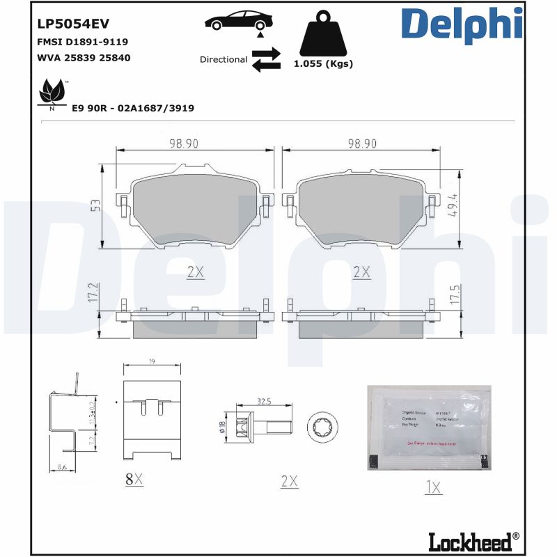 DELPHI Fékbetét, mind LP5054EV_DEL