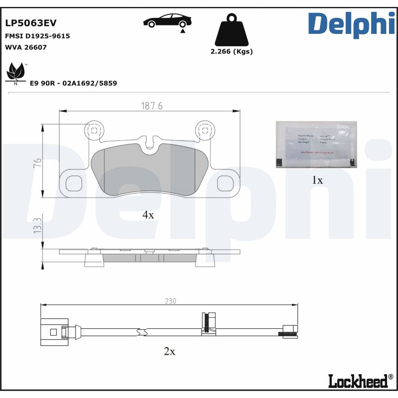 DELPHI Fékbetét, mind LP5063EV_DEL