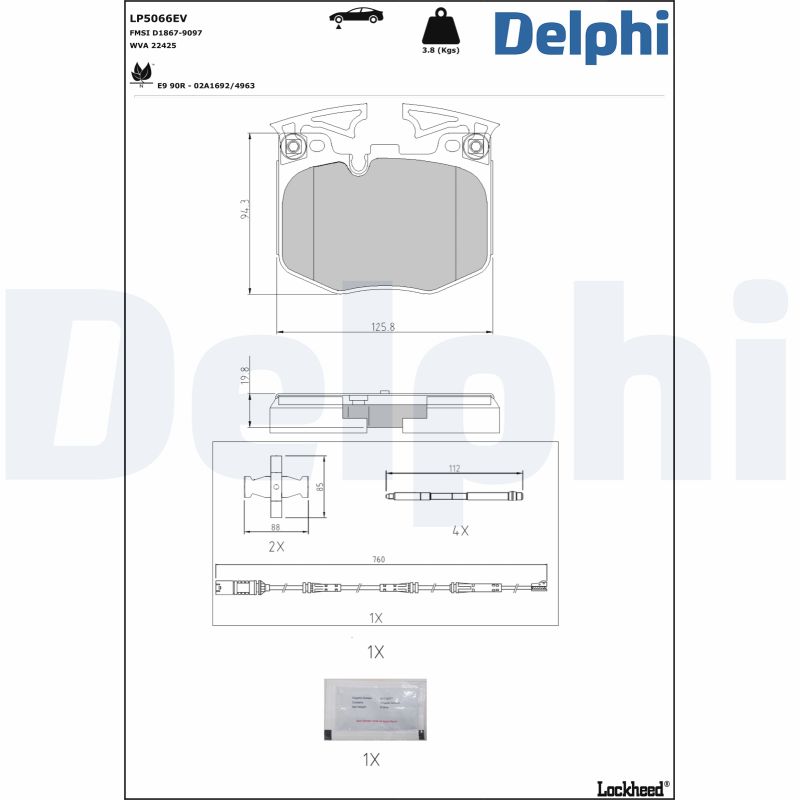 DELPHI Fékbetét, mind LP5066EV_DEL