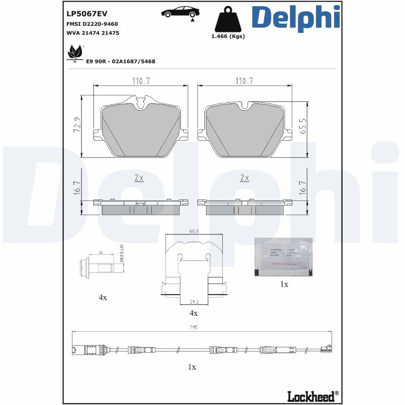 DELPHI Fékbetét, mind LP5067EV_DEL