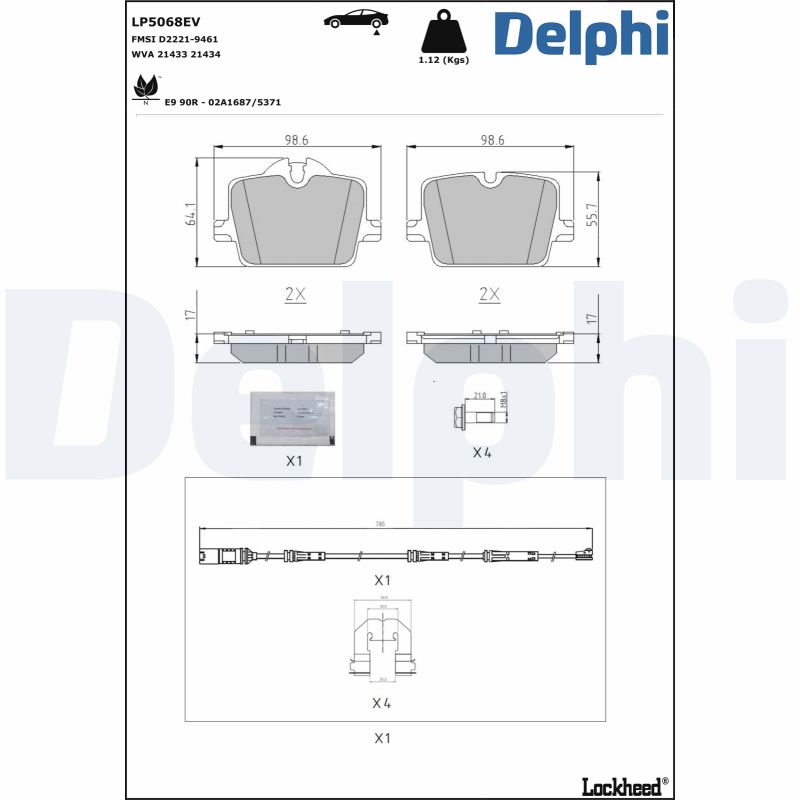 DELPHI Fékbetét, mind LP5068EV_DEL