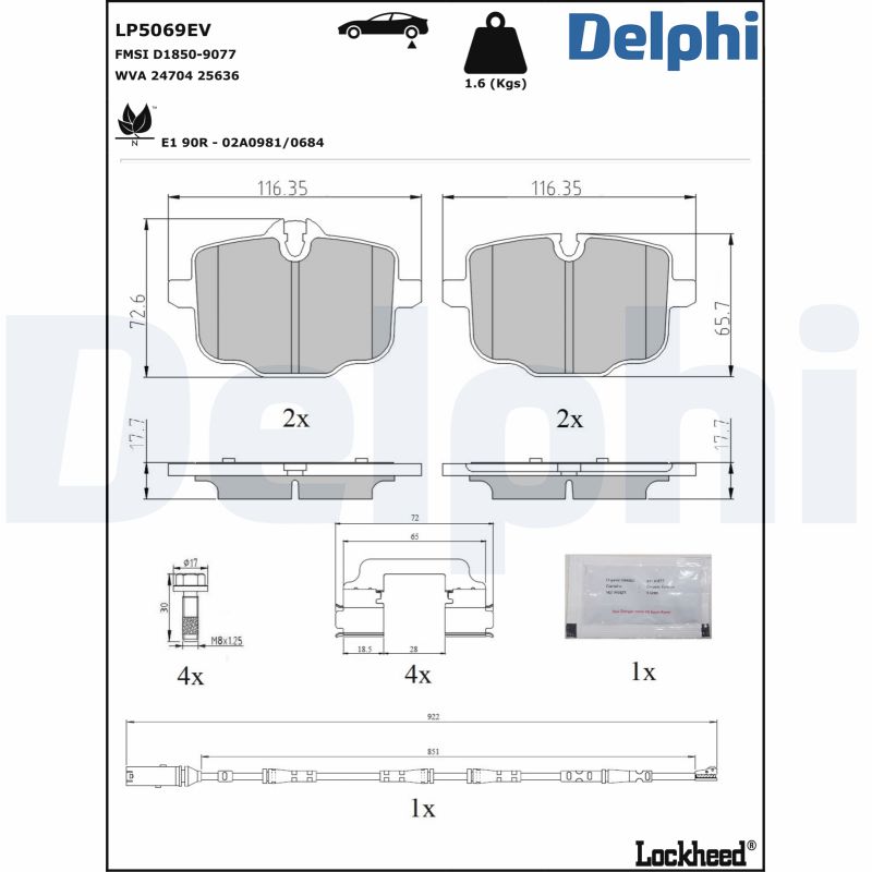 DELPHI Fékbetét, mind LP5069EV_DEL