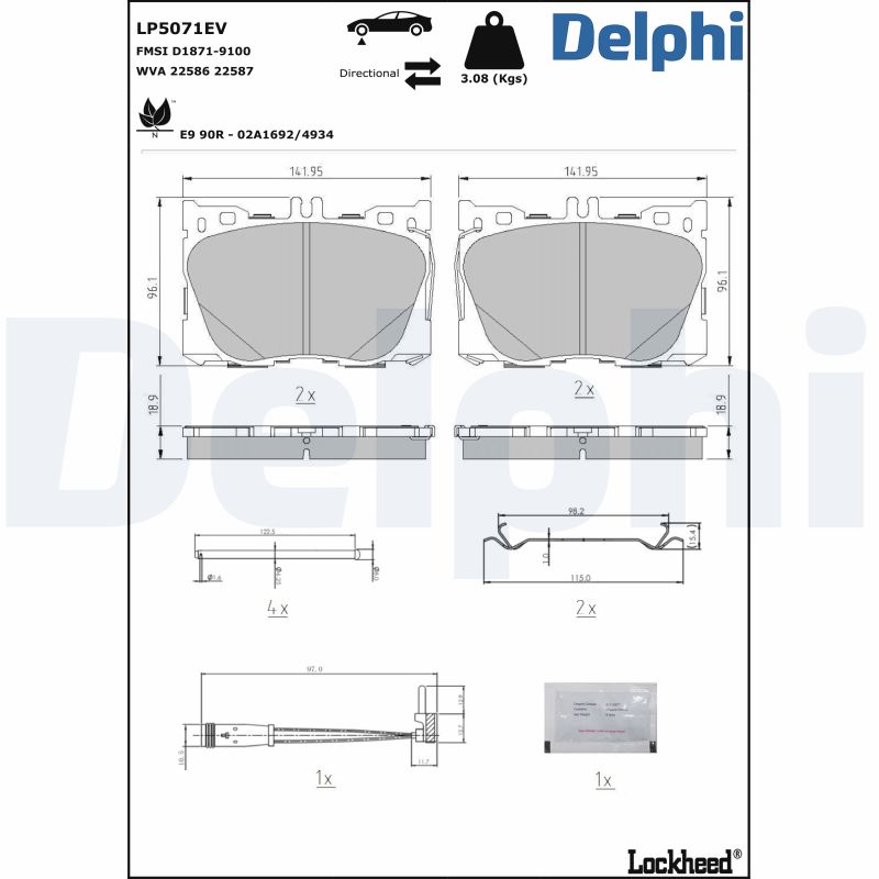 DELPHI Fékbetét, mind LP5071EV_DEL