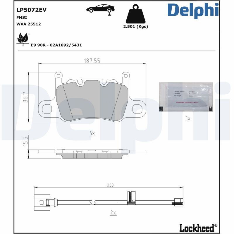 DELPHI Fékbetét, mind LP5072EV_DEL