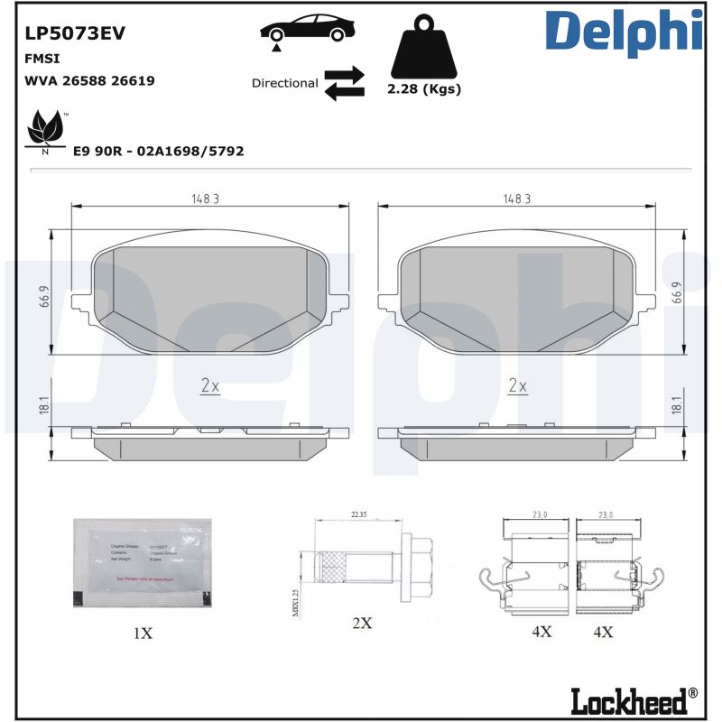 DELPHI Fékbetét, mind LP5073EV_DEL