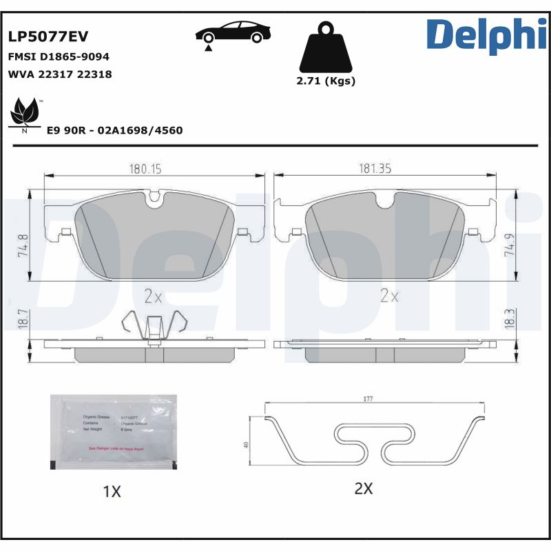 DELPHI Fékbetét, mind LP5077EV_DEL