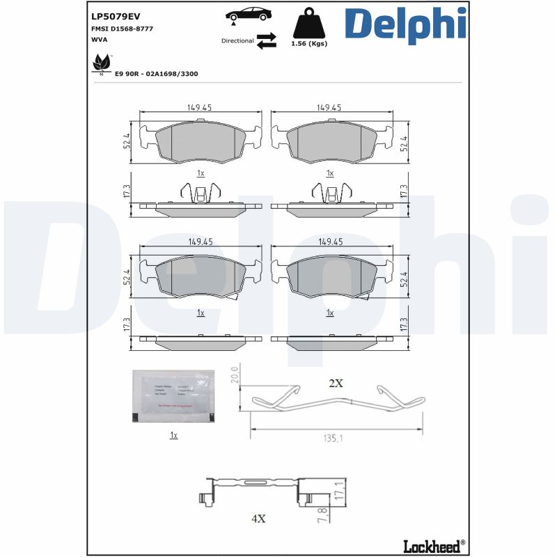 DELPHI Fékbetét, mind LP5079EV_DEL