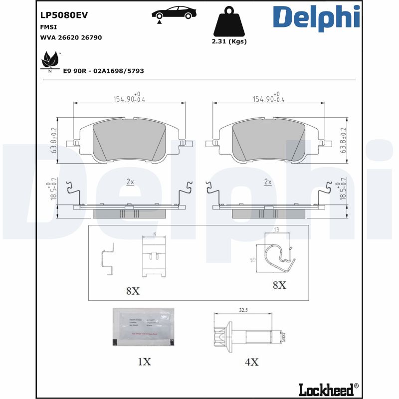 DELPHI Fékbetét, mind LP5080EV_DEL