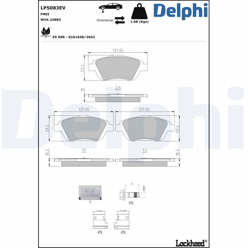 DELPHI Fékbetét, mind LP5083EV_DEL