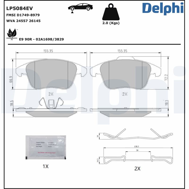 DELPHI Fékbetét, mind LP5084EV_DEL