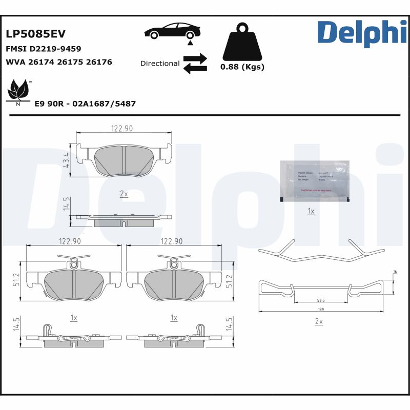 DELPHI Fékbetét, mind LP5085EV_DEL