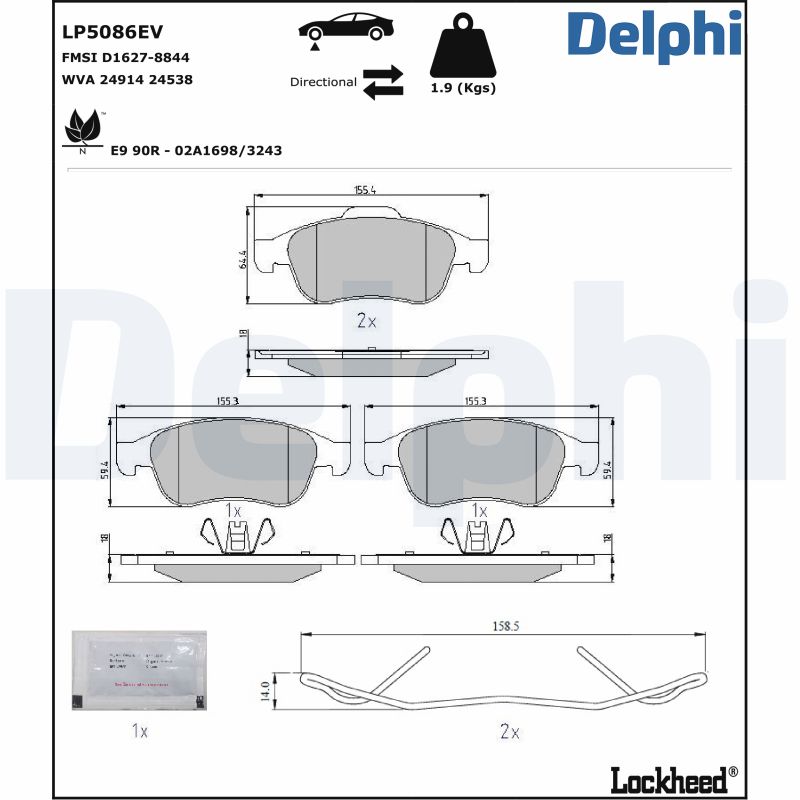 DELPHI Fékbetét, mind LP5086EV_DEL