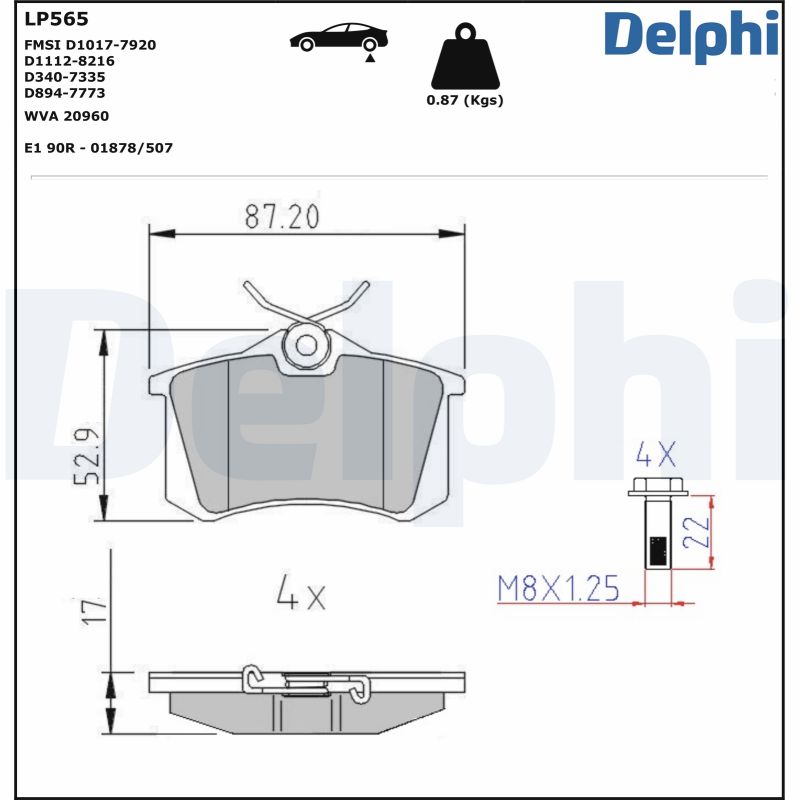 DELPHI Hátsó fékbetét LP565_DEL