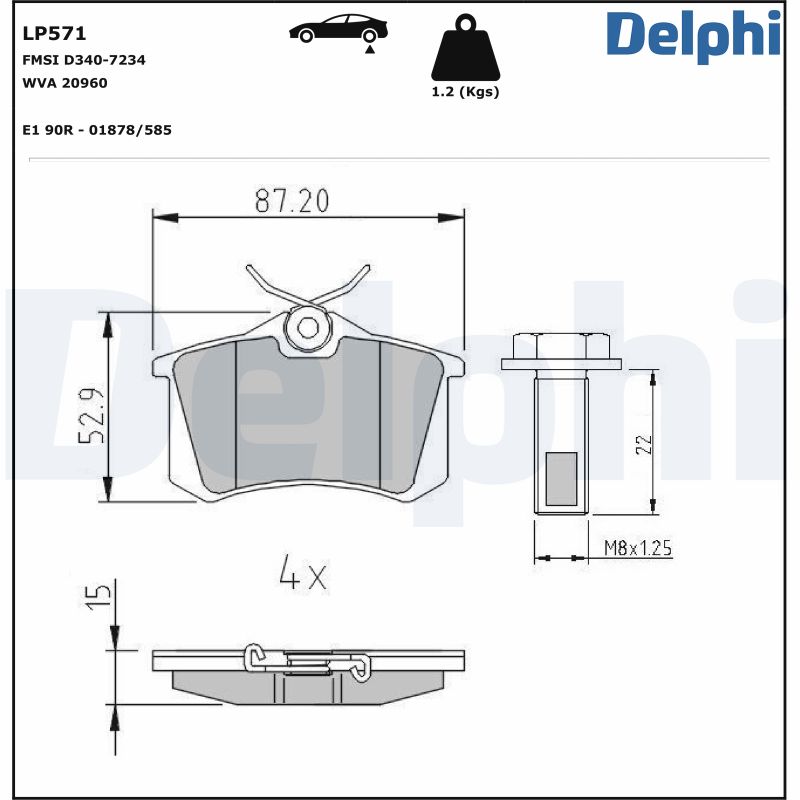 DELPHI Hátsó fékbetét LP571_DEL