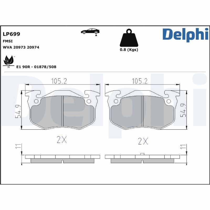 DELPHI Hátsó fékbetét LP699_DEL